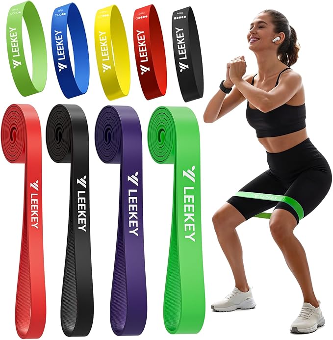 LEEKEY Resistance Bands, Exercise Bands with Handles,Pull Up Assist Bands - Band Set with Door Anchor - Bands for Working Out,Band for Men and Women Fitness Training,Home Workouts