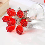 Movdyka Red Rose Crystal Flower Glass Roses Bouquet Gifts for Women Wife Mom Collectible Blown Glass Figurines Home Desk Decor Ornaments for Wedding Birthday Mothers Day Anniversary