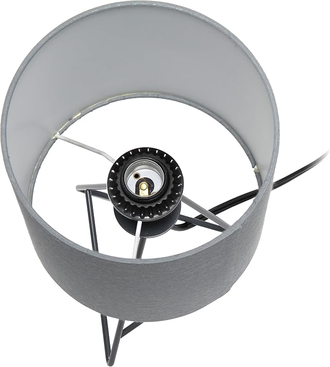 Simple Designs LT2066-GOG 14" Down to the Wire Metal Table Lamp with Fabric Shade, Gray with Gray Shade (Pack of 1)