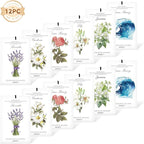 MYARO 12 Pack Assorted Floral Scented Sachets - Lavender, Rose, Jasmine, Ocean, Gardenia & Lily | Drawer, Closet & Car Air Freshener Bags | Multi-Scent Home Fragrance Gift Set
