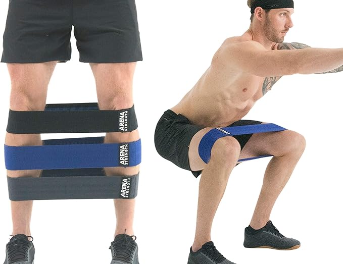 Arena Strength Fabric Booty Bands - Fabric Exercise Bands for Legs and Butt | Fabric Resistance Bands | Hip Resistance Bands with Workout Guide and Carry Case