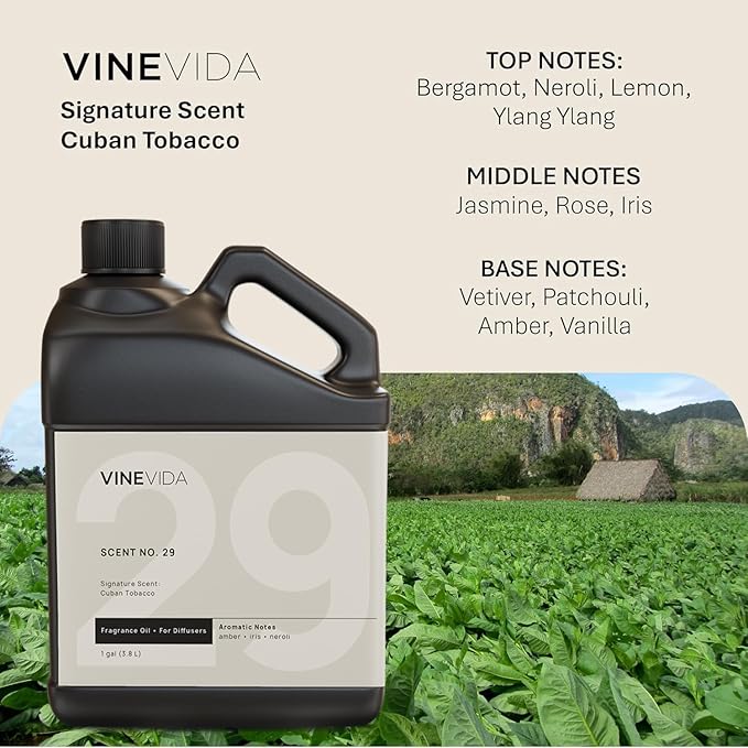 VINEVIDA [128 Fl Oz] Cuban Tobacco Fragrance Oil for Cold Air Diffusers, Essential Oils for Diffuser Oil Refill & Air Freshener Room Spray