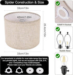 Beige Lamp Shade, Large Drum Lampshade 13''Top X 13'' Bottom X 10'' High, Replacement Lamp Shade Natural Linen Hand Crafted for Table Lamps Floor Lamps Chandelier Lamp, Easy Assembly Required