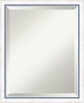 Amanti Art White Wall Mirror 22x18 Morgan White Blue Rectangle Bathroom Mirror for Wall Decor Living Room, Small Modern Wood Frame, Hangs Horizonally and Vertically, Bathroom Decor, Beveled Edge