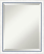 Amanti Art White Wall Mirror 22x18 Morgan White Blue Rectangle Bathroom Mirror for Wall Decor Living Room, Small Modern Wood Frame, Hangs Horizonally and Vertically, Bathroom Decor, Beveled Edge