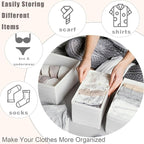 Drawer Organizer Clothes 12 Pack Clothes Organizer Dresser Drawer Organizers for Socks Underwears Bras Foldable Closet Organizers and Storage Fabric Storage Dividers for Nursery Bedroom, White