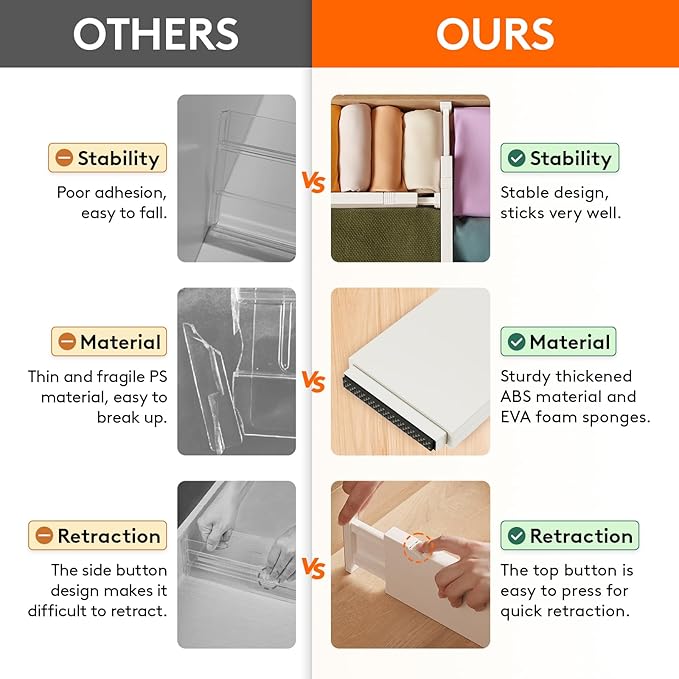 Lifewit 9 Pack Drawer Dividers 4" High 28-43.5cm/11-17" Adjustable Drawer Organizer for Clothes/Utensils, Expandable Drawer Separator in Dresser/Kitchen/Bedroom/Office Organization & Storage Beige