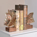 Vintage Brown Butterfly Bookends,Resin Book Ends for Shelves,Heavy Duty Decorative Bookends,Creative Book Stopper Holder Decor for Desk Home Office,Shelf Decoration,Gifts for Mother's Day