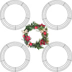 4 Pack Wreath Frame 14 Inch Wire Wreath Frame Round Metal Wreaths Form Dark Green Wire Wreaths Ring for Halloween Thanksgiving Christmas Front Door Outdoor Home Decorations Party Supplies DIY Craft