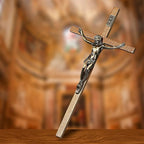 ACHIBANG Crucifix Wall Cross Catholic – 10" Wooden Jesus Cross with INRI for Wall or Easter Decor, Christian Gift for Faithful Home