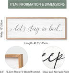 Lets Stay in Bed Wall Decor Above Bed 41.3''×15'' Large Farmhouse Wall Decor for Bedroom Guest Room Decor Framed Wood Wall Art Rustic Master Bedroom Wall Decoration (brown frame)