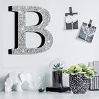Qunclay 12'' Silver Crystal Diamond Bling Letters Crushed Diamond Decoration Wooden Glitter Letter with Screw and Hooks Rhinestone Gift for Wedding Y2k Mcbling Bedroom Wall Decor (Letter B)