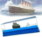 Unsinkable Titanic Cruise Ship in a Bottle, Cruise in Ocean Wave Desk Decor, Cool Mini Liquid Ship Best for Room Decoration, Desk Toy & Titanic Gifts (F)