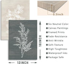 BINCUE Neutral Botanical Plant Canvas 6 Pieces Wall Art Rustic Wall Decor Farmhouse Wall Paintings Botanical Prints Simple Plants Wall Pictures Minimalist Flower Decor for Living Room Bedroom Bathroom Office Dining Room 12"x 16"