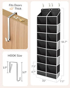 ULG Over The Door Shoe Organizer with 16 Large Pockets, Hanging Shoe Rack for Closet Door, Space Saving Shoe Storage for Boots, Heels & Sneakers, Black
