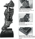 fazhongfa Thinker Statue - Silence is Gold Modern Decor Creative Abstract Art Figurine Resin Sculptures Decoration Room Home Study Office Figurines for Desktop Shelf Table Ornament (Silver)