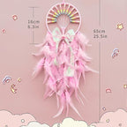 Dream Catcher Wall Hanging for Girls Bedroom Decoration,Pink Dream Catchers for Kids Room Decor Art Craft Gift, Handmade Feather Wall Decor Hanging Ornament(Pink)