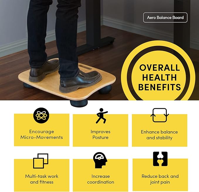 LifeSpan Fitness Aero standing balance board for standing desks, Anti-Fatigue, Health and Comfort 23x16x4.5 inch, Light Birch Wood