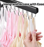 2 Pack Bra Hanger for Closet Organizer, Premium Wooden Tank Top Hangers with 36 Foldable Hooks, 360° Rotating Design, Space Saving Storage for Tank Tops, Bras, Scarves and More, Black