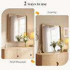 Sweetcrispy Bathroom Wall Mirror, 36x30 Inch Wall Mount Mirror for Over Sink, Modern Rounded Rectangle Vanity Mirrors with Matte Metal Framed, for Home Decor, Living Room, Bedroom, Gold