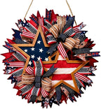 Patriotic Wreaths for Front Door, 250 Anniversary Wreath 4th of Red White and Blue Wreath, Memorial Day Flag Wreaths for Indoor Outdoor Porch Decory Holiday Decorative (#A)