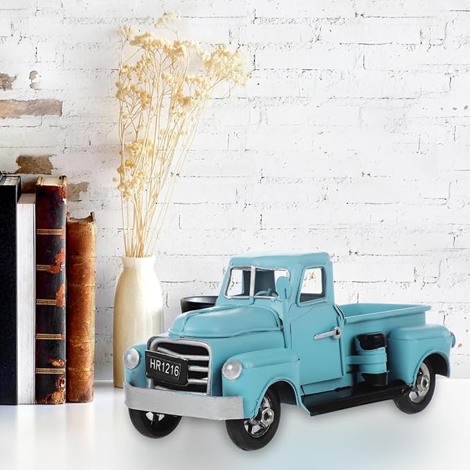 Cabilock Antique Car Model Toy Vintage Iron Pickup Truck Decoration for Home Office Desktop Accent Collectible Vehicle 6.49X2.95X2.75In