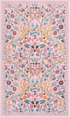 Moynesa Floral 3x5 Pink Rug for Bedroom Girls, Washable Soft Nursery Rug Non Slip, Boho Small Living Room Throw Carpet, Ultra Thin Flower Indoor Area Rug for Kids Room Dorm, Pink