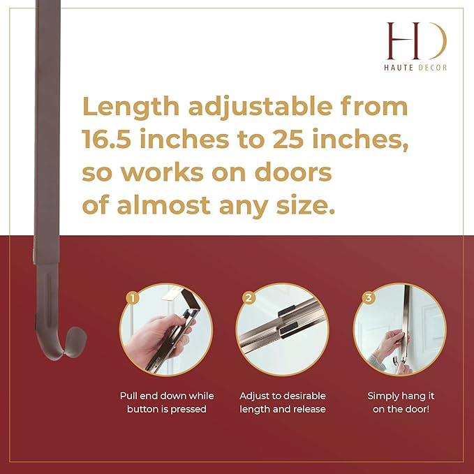 Haute Decor Adjustable Length Wreath Hanger - 20 Lb. Capacity
