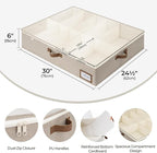 StorageWorks Under Bed Shoe Storage for Closet, 2-Pack Ultra-thick Fabric Shoe Organizer, Collapsible Shoes Containers with Bottom Support, Fits up to 24 Pairs, Taupe