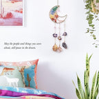 Mini Rainbow Crystals Crescent Moon Sun Catcher Tree of Life Dream Catchers Suncatcher with Quartzs Handmade Dreamcatcher Wall Decor for Adults Boys Girls Bedroom Wedding Garden Bless Gift