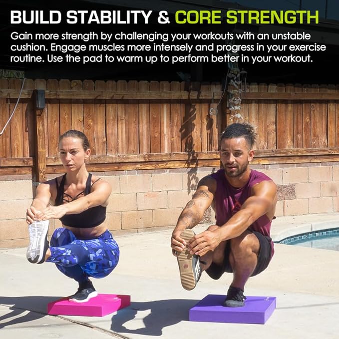 ProsourceFit Exercise Balance Pad, Non-Slip Cushioned Foam Mat & Knee Pad for Fitness and Stability Training, Yoga, Physical Therapy