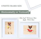 5x7 White Frame Made of Woodgrain 4x6 with Mat or 5x7 Without Mat,Covered by Real Glass Collage Frames-Table Top Display or Wall Mounting 5 By 7 Photo Frame,Perfect for Home Décor Gifts