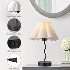EOEYYOYB Pleated Table Lamp, Table Lamp for Bedroom, Bedside Lamps for Nightstand with Linen Lampshade, Modern Lamp for Bedroom Home Office Decor, Black