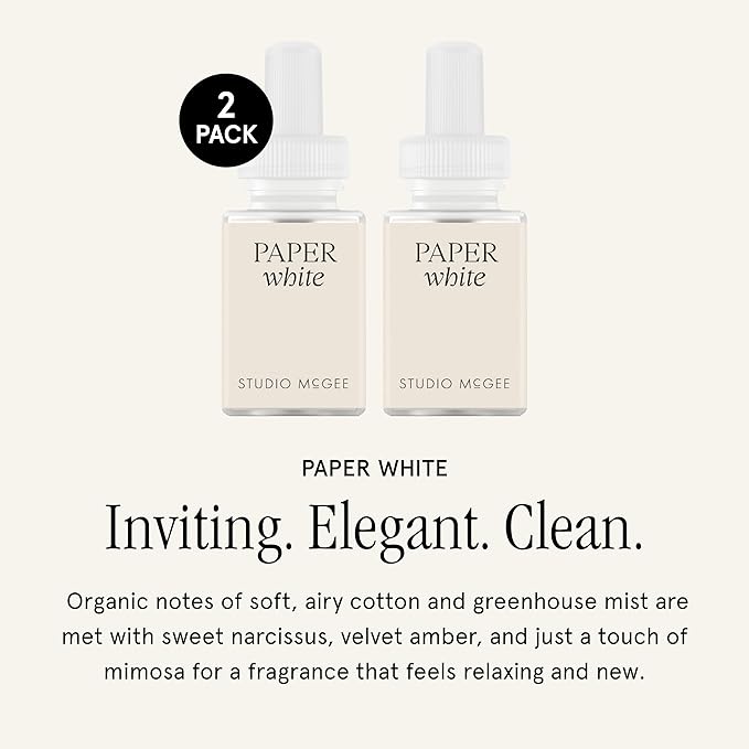 Pura x Studio McGee Home Scent Refill - Smart Air Diffuser - Long-Lasting Luxury Fragrance per Refill - Home Essential - Clean & Safe Diffuser Fragrance - 2 Pack, Paper White