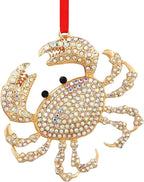 SICOHOME Crab Ornaments for Christmas Tree - Coastal Sea Ocean Hawaii Beach Themed Christmas Hanging Ornament with Rhinestones for Christmas Tree Gifts for Ocean Lover and Nautical Enthusiast - Blue
