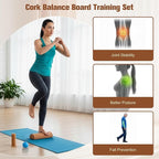 Cork Balance Board Set - Ankle & Foot Strengthener for Physical Therapy, Plantar Fasciitis Recovery, Core Stability, Enhanced Foot Function, Mobility and Prevent Falls | Balance Trainer