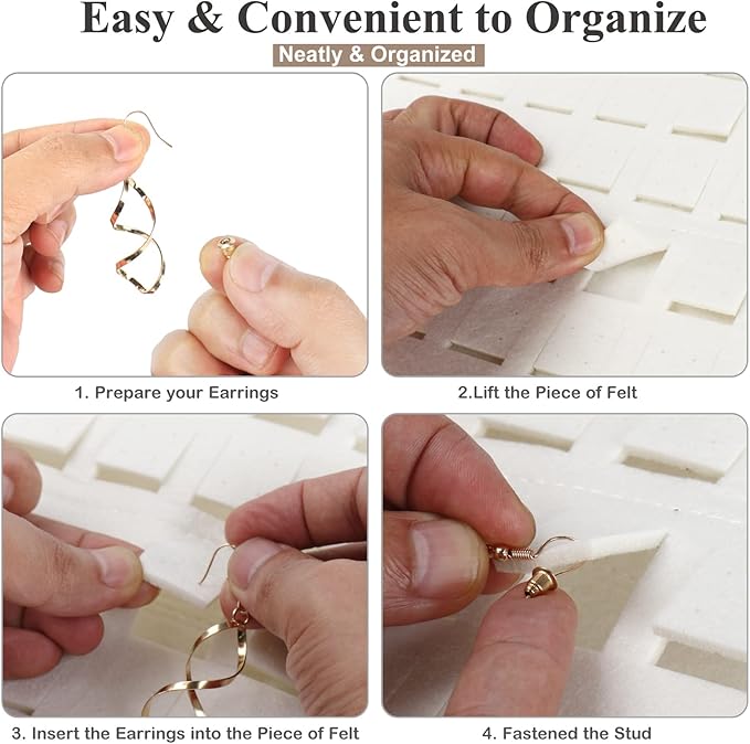 Hanging Earrings Organizer, Earring Holder & 20 Hooks, Holds Up To 300 Pairs, Compact Design, Soft Material, Earring Hanger Earring Display Hanging Organizer for Women Girls -1 Pack