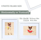 16x20 Poster Frame White, Wooden Art Frame for Wall with Tempered Glass, 11x14 Mat Frame 16x20 without Mat,16 By 20 Gallery Frame for Home Decor