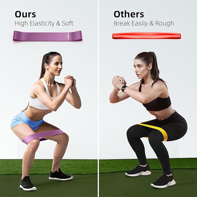 Resistance Bands for Working Out, 5-Pack Elastic Exercise Bands for Strength Training, Stretching, Workout; Home Gym Equipment for Women Men, Pilates Yoga Physical Therapy, Leg Glute Arm Exercise Kit