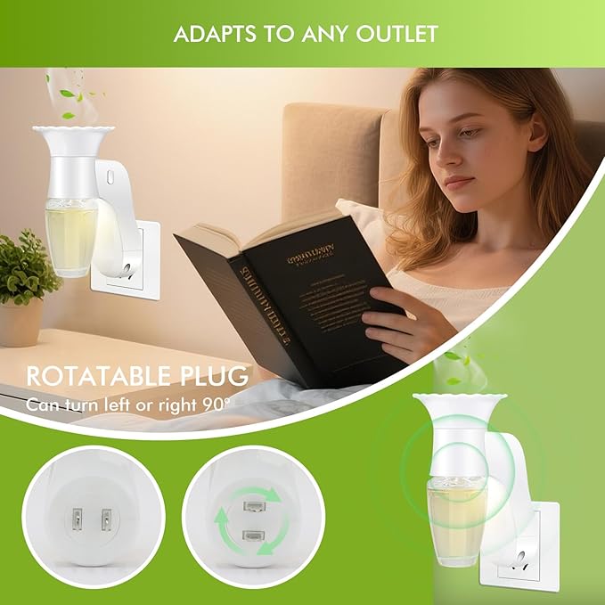 Wall Fragrance Plug in Air Freshener- Plug in Diffuser with Night Light Compatible with Bath and Body Works Wallflowers Refill, ETL Certified Rotatable Plug, Scent Control Plug for Home Office (4PCS)