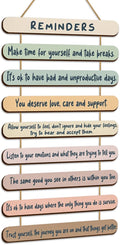Yookeer Mental Health Reminders Wall Decors Wooden Hanging Art Counseling Room Decor Positive Psychology Affirmations Feelings Pediments for Home Counseling Office(Bright Color,English Style)
