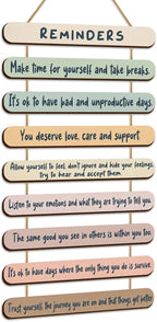 Yookeer Mental Health Reminders Wall Decors Wooden Hanging Art Counseling Room Decor Positive Psychology Affirmations Feelings Pediments for Home Counseling Office(Bright Color,English Style)