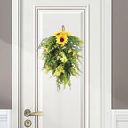 Artificial Flower Teardrop Swag Wreath Handmade with Sunflower Hyacinth Garland Simulation Flowers Hanging Plant Decorative Welcome Sign Suitable for