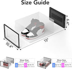 X-Large Shoe Storage Box, 15 Pack Clear Plastic Stackable Shoe Organizer for Closet, Interlocking Design Shoe Container Bins for Sneakers, Foldable Shoe Rack with Lids, Black