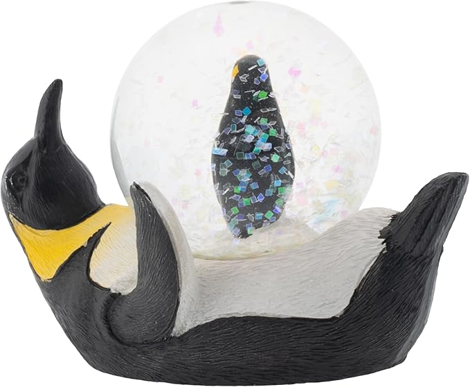 Elanze Designs Yellow Neck Penguin Mommy and Chick Magical Whimsical Tabletop Dresser Nightstand Figurine Miniature 45MM Sturdy Glitter Water Snow Globe Decoration
