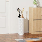 Metal Round Umbrella Stand Rack,Free Standing Umbrella Holder Bin,Canes Walking Sticks Holder for Entryway,Home,Office,White