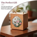 Wooden Jewelry Box for Women 4 Tier Walnut Wooden Jewelry Box with handle (Flower and butterfly prints A)