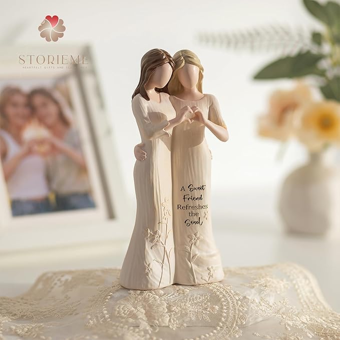 Storieme Best Friend Figurines - Friendship Bestie Gifts for Women - Christmas Birthday Gifts for Sisters from Sister