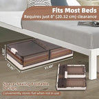 FAHKNS 2 Pack Under Bed Storage with Wheels, 15.2Gal Stackable Under Bed Storage Containers with Lids, Plastic Collapsible Organizer for Clothes and Shoes, Grey