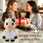 Positive Cow Figurine - 5.1" Tall Hand-Painted Resin Indoor Office Desk Decoration with Cute Motivational Sign, Funny Gift for Women Friends Bestie BFF Bestfriend Coworkers